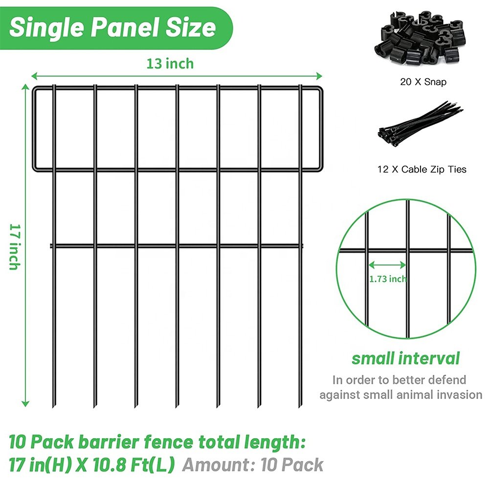 Animal Barrier Fence No Dig Garden Rustproof Metal Wire Dog Ground Stakes Fence iron garden fences