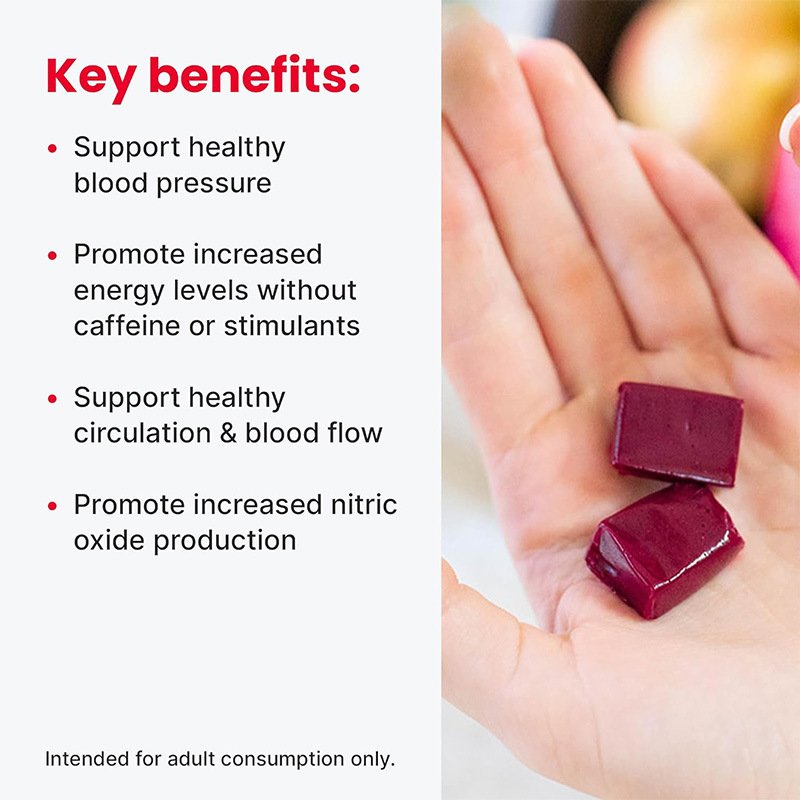 Super Beet Root Gummies With Grape Seed Extract & Beet Root Powder Chews Nitric Oxide Production and Blood Pressure Support