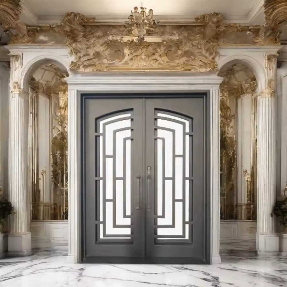 Entry door spray steel entry door security exterior wrought iron door