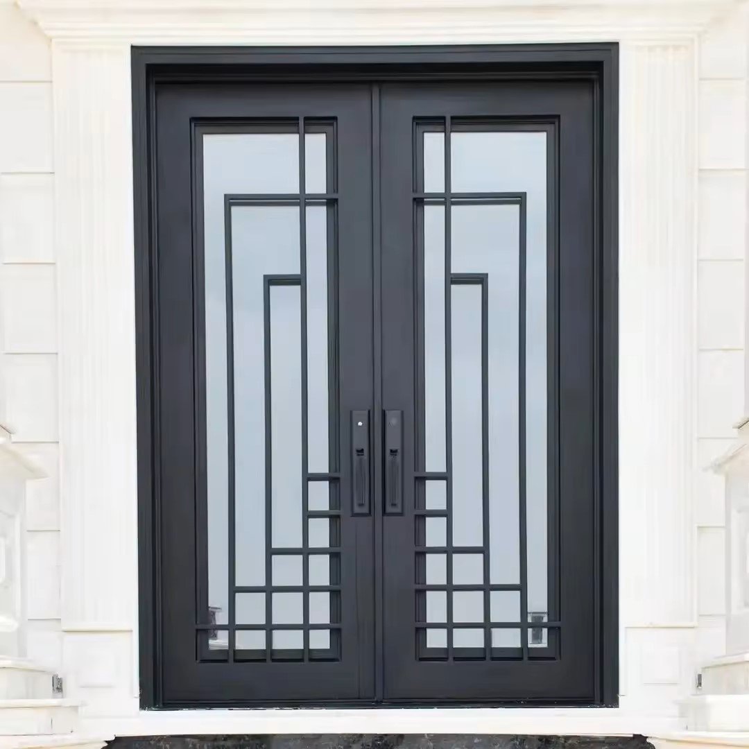 Entry door spray steel entry door security exterior wrought iron door