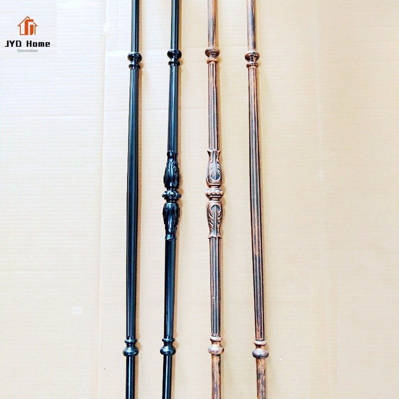 Indoor Decorative 5/8''*44'' Round Satin Black Powder Coated French Pickets Wrought Iron Staircase Baluster Metal Stair Spindles