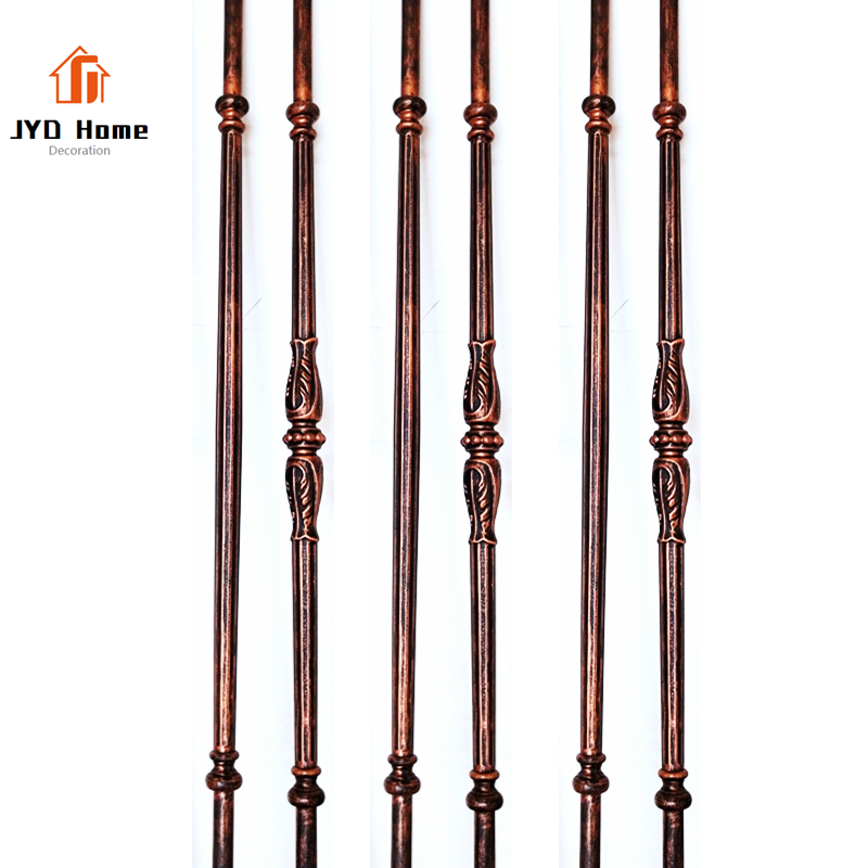 Indoor Decorative 5/8''*44'' Round Satin Black Powder Coated French Pickets Wrought Iron Staircase Baluster Metal Stair Spindles