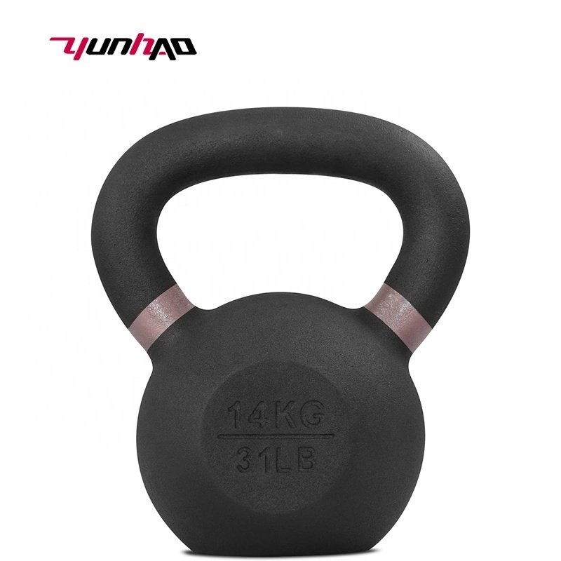 YunCheng Hot Selling Custom Logo Black Cast Iron Powder Coated Kettlebell 20 kg