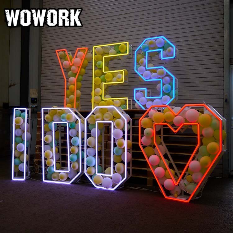 2024 WOWORK large 3D 4ft metal fold up frame waterproof large light up MR&MRS marquee letter for wedding marriage event backdrop