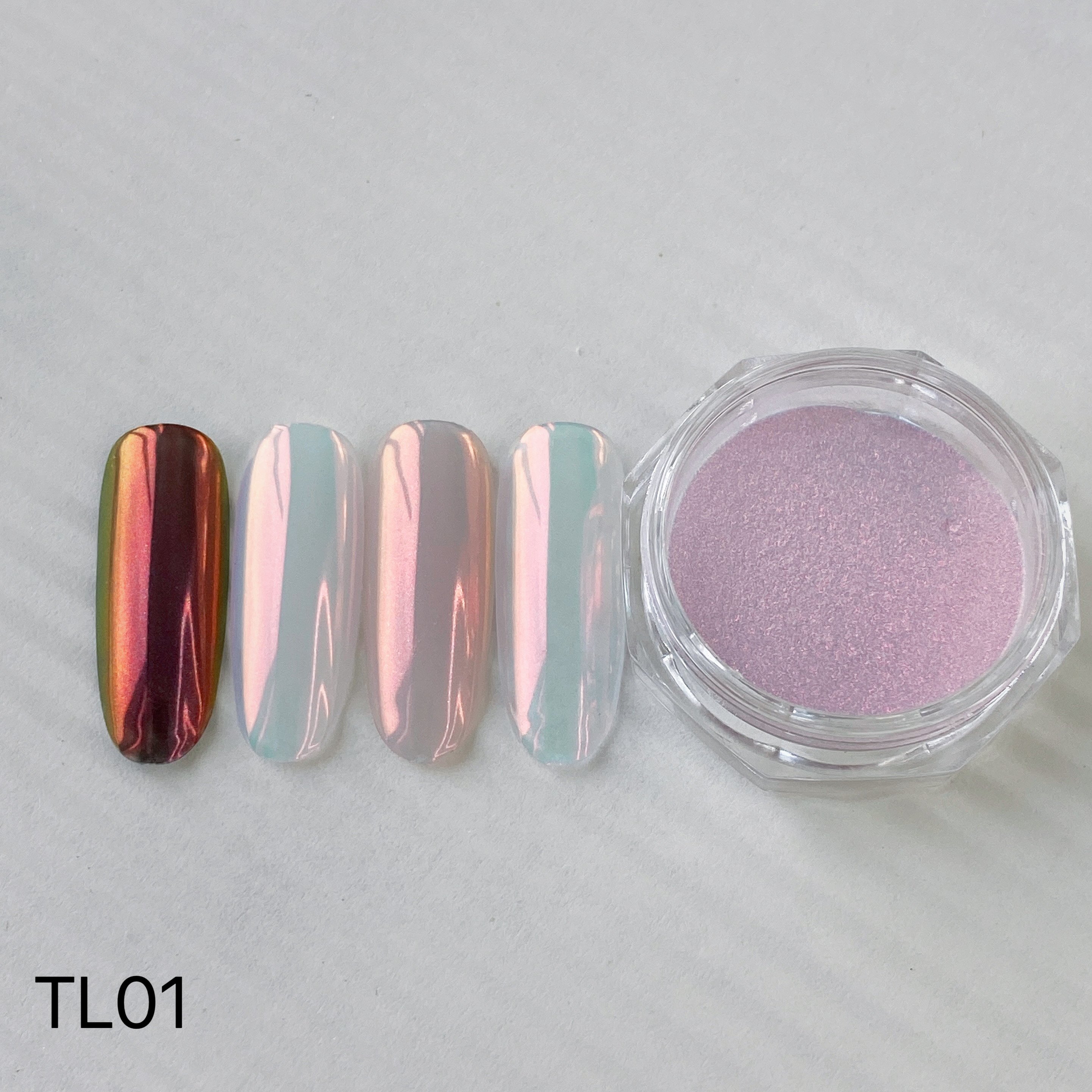 Aurora Chrome Nail Pigment Powder Metallic Mirror Effect Iridescent Mermaid Pearl Chrome Powder