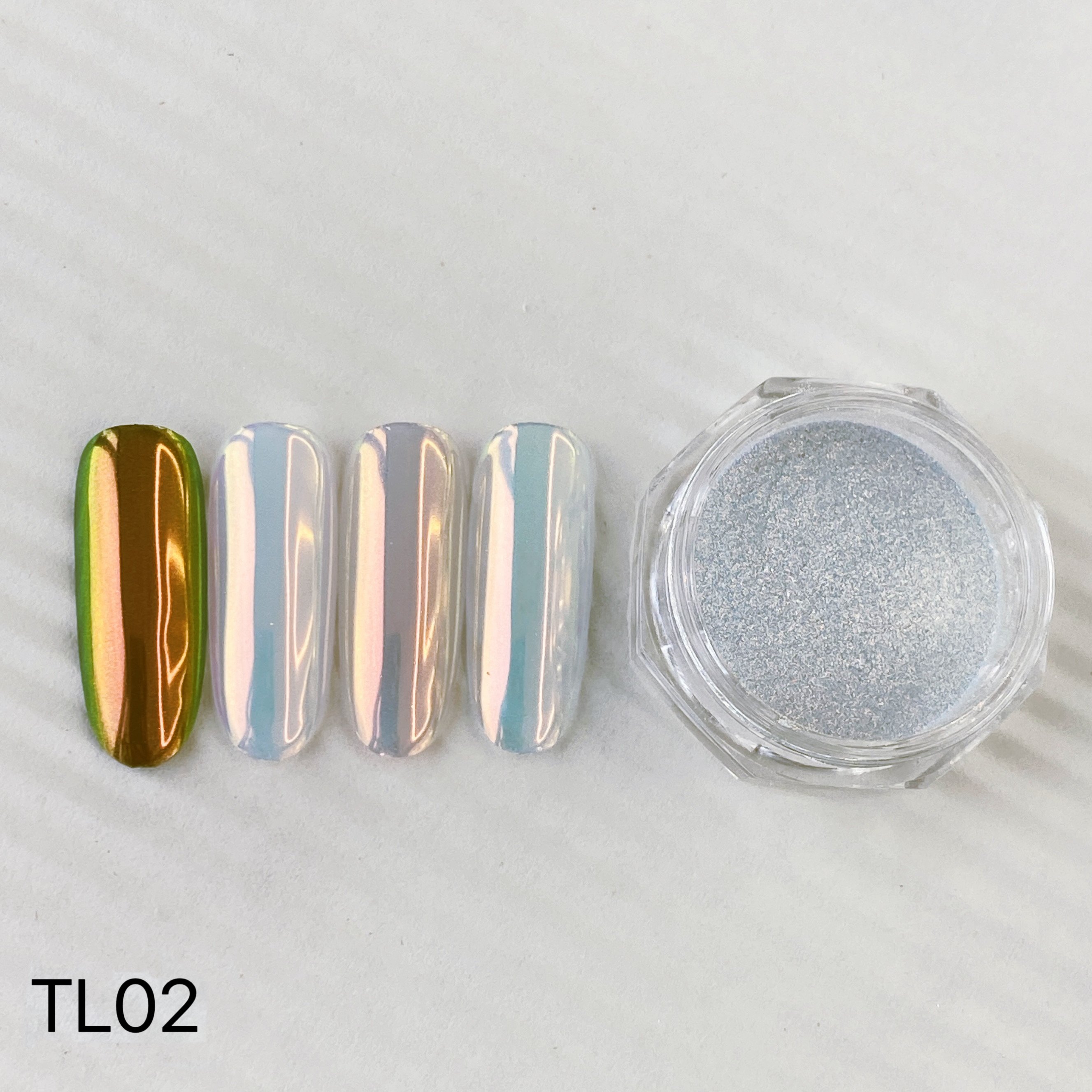 Aurora Chrome Nail Pigment Powder Metallic Mirror Effect Iridescent Mermaid Pearl Chrome Powder