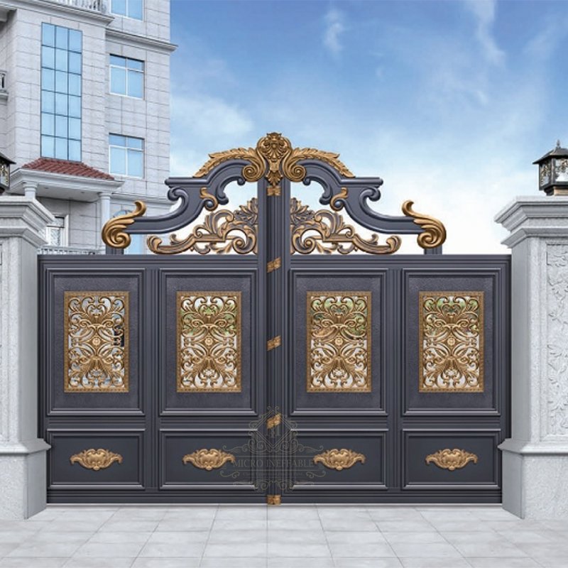 China High Quality Supplier Customized Wrought Iron Steel Aluminum Front House Automatic Gate For Villa