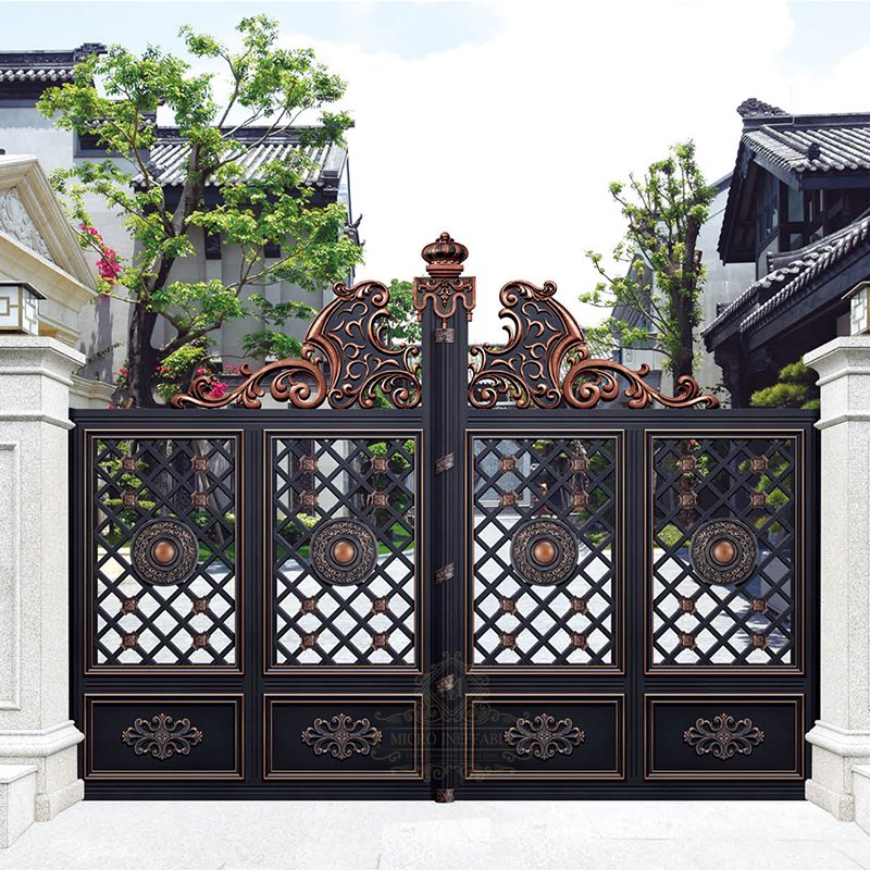 China High Quality Supplier Customized Wrought Iron Steel Aluminum Front House Automatic Gate For Villa