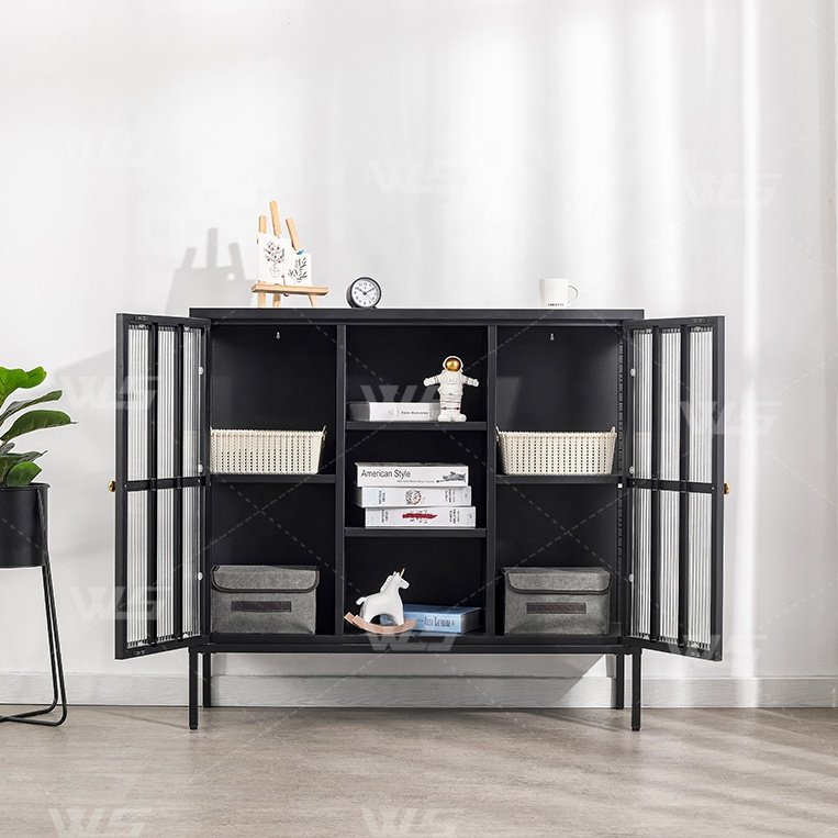 Metal Modern Living Room Sideboard Cabinet Home Furniture Dining Room Glass Doors Buffet Sideboard.