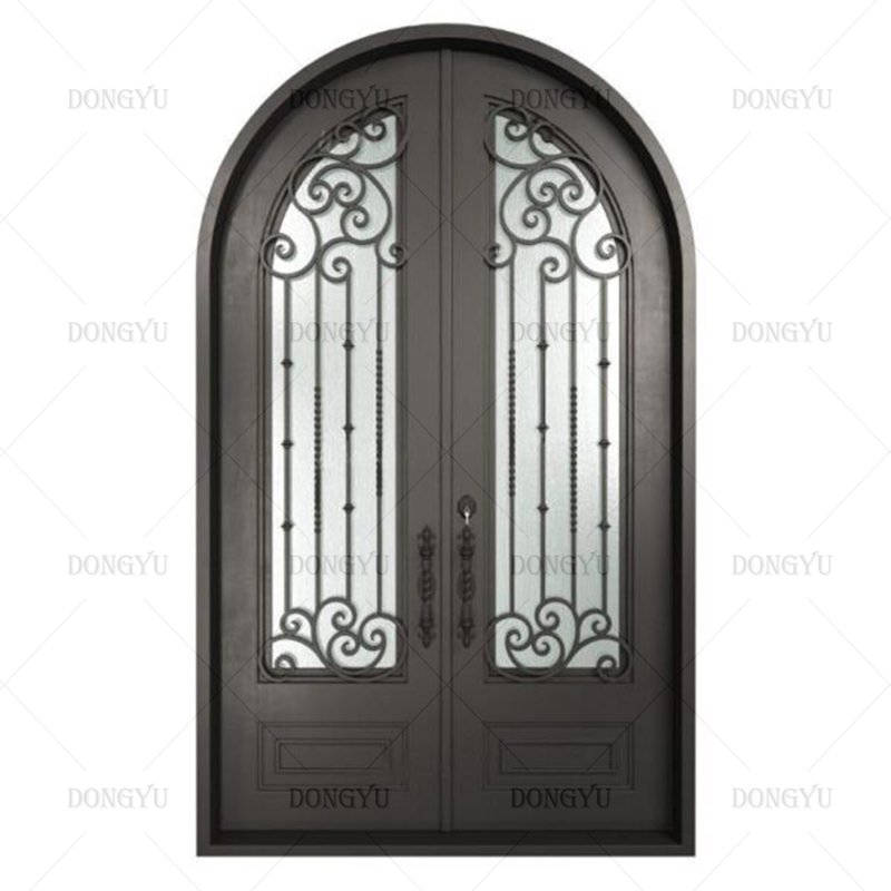 Saudi Arabia reinforced steel thermal insulation with foam one and half front main wrought iron door for house villa