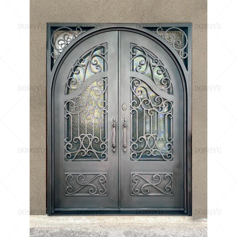 Saudi Arabia reinforced steel thermal insulation with foam one and half front main wrought iron door for house villa