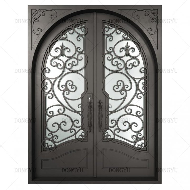 Saudi Arabia reinforced steel thermal insulation with foam one and half front main wrought iron door for house villa