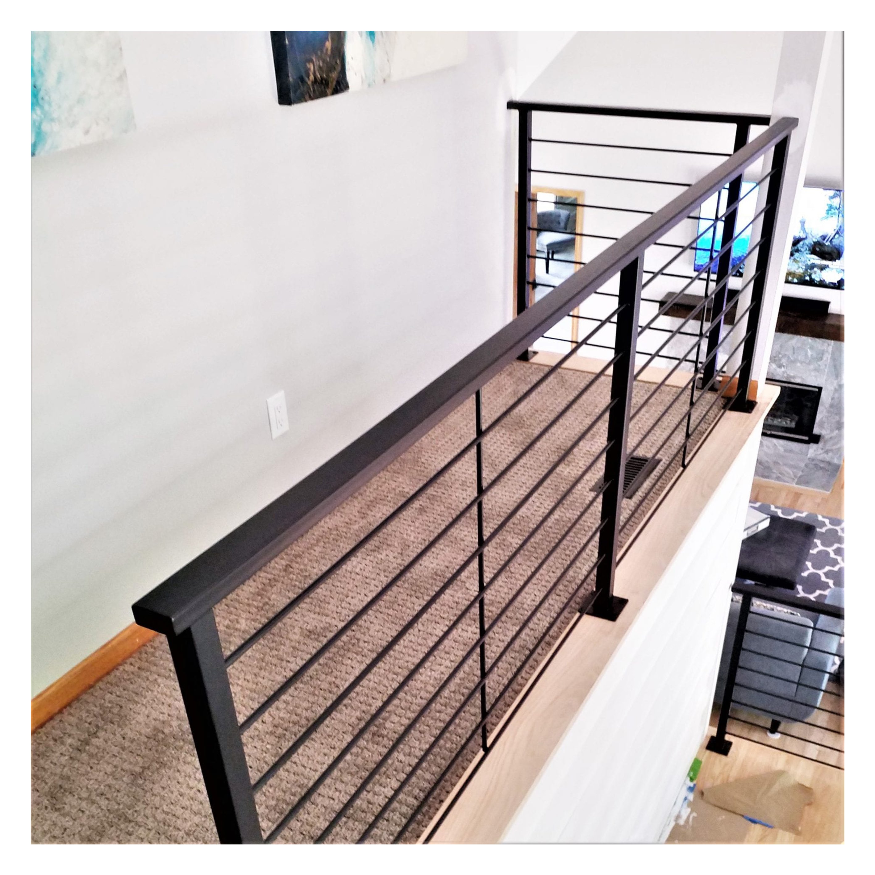 Wholesale Railing Cast Wrought Iron Balcony fence Indoors stairs black powder coated Rod Bar Railings