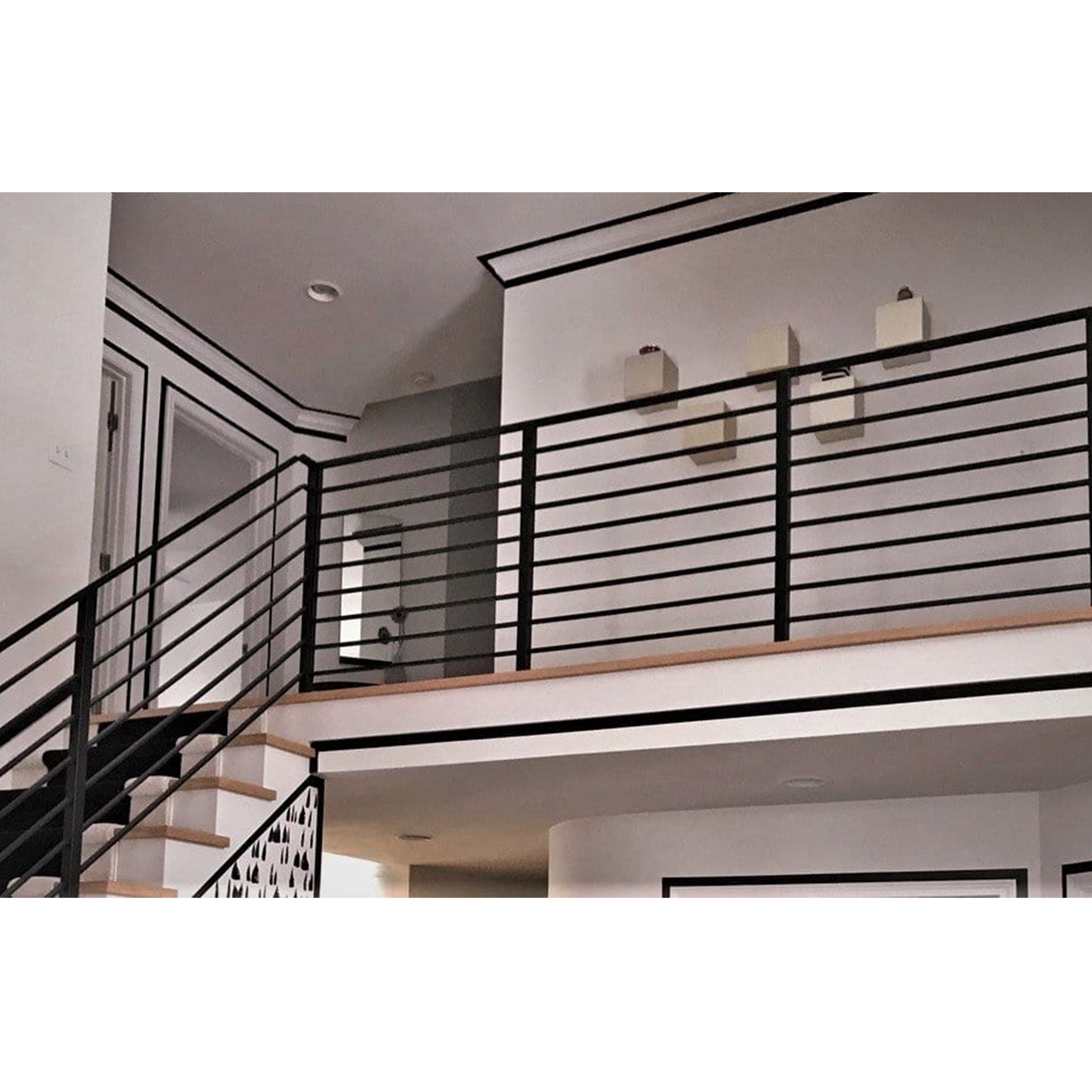 Wholesale Railing Cast Wrought Iron Balcony fence Indoors stairs black powder coated Rod Bar Railings