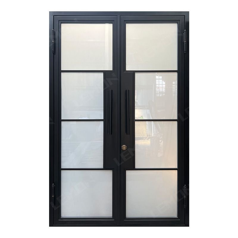 Hot sale villa exterior aluminum iron door waterproof hurricane impact front door glass french door