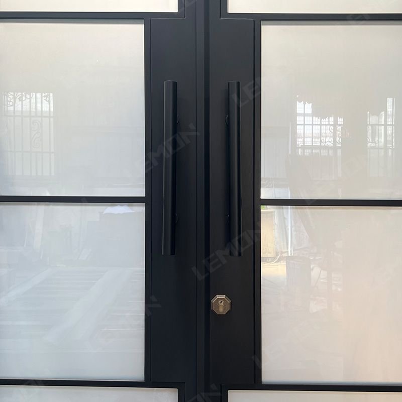 Hot sale villa exterior aluminum iron door waterproof hurricane impact front door glass french door