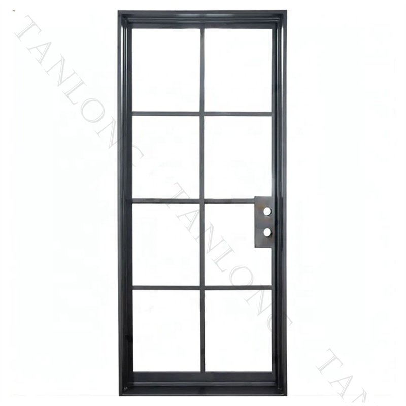 Factory Modern Iron French Front Door Arched Interior Door With Glass For Entrance House
