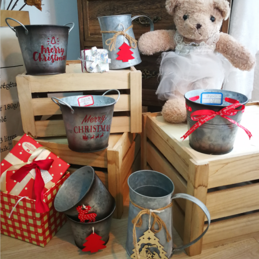 Vintage Galvanized Bucket God Bless America Independence day Metal Buckets Personalized Kids Merry Christmas Gift