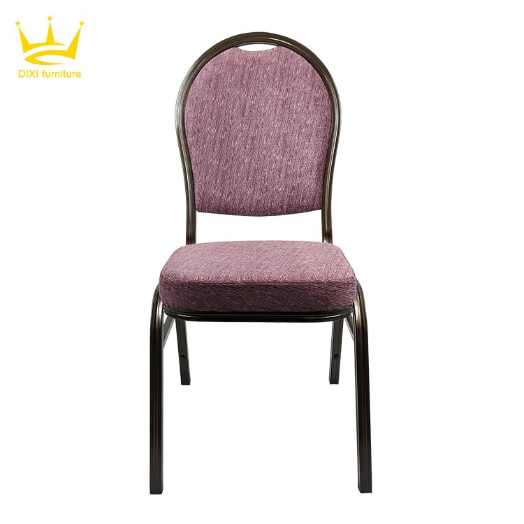 Wholesale Cheap Stackable Oval Back Banquet Chair Rental Gold Metal Iron Steel Wedding Banquet Hotel Chairs