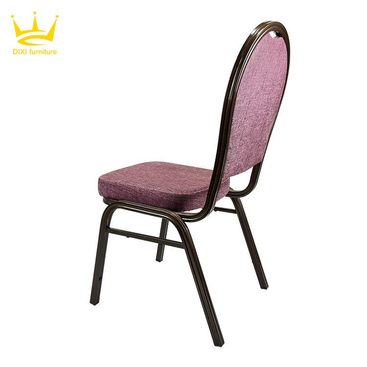 Wholesale Cheap Stackable Oval Back Banquet Chair Rental Gold Metal Iron Steel Wedding Banquet Hotel Chairs