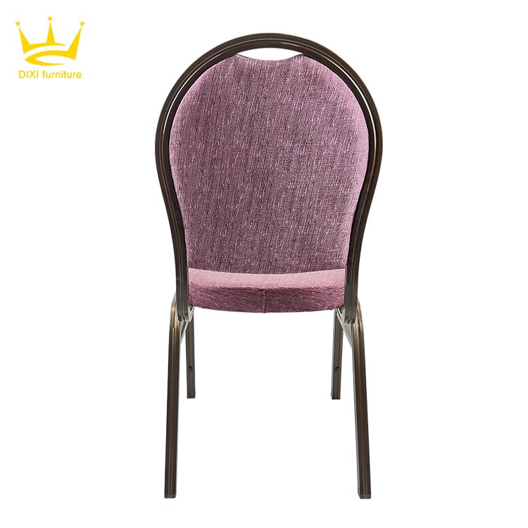 Wholesale Cheap Stackable Oval Back Banquet Chair Rental Gold Metal Iron Steel Wedding Banquet Hotel Chairs