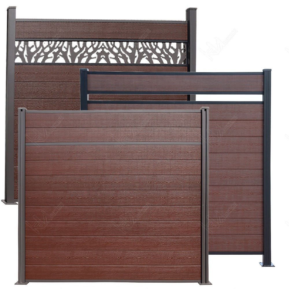 European-Style Post No Dig Horizontal Slat WPC Fence Panels Aluminum Plastic Garden Fence Iron Eco-Friendly Security Pool