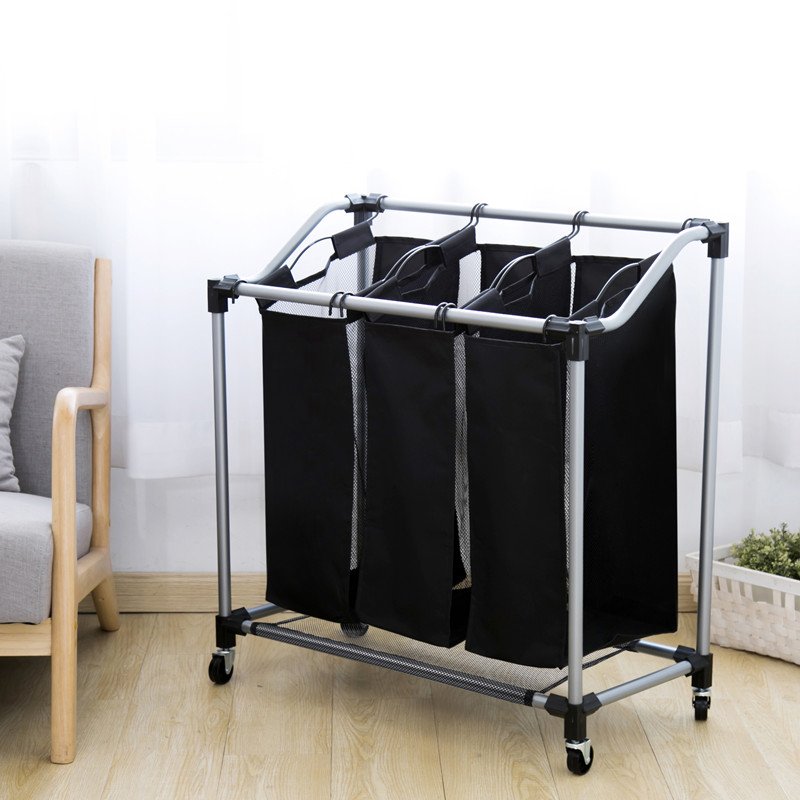 collapsible rolling laundry bags baskets 3 compartments