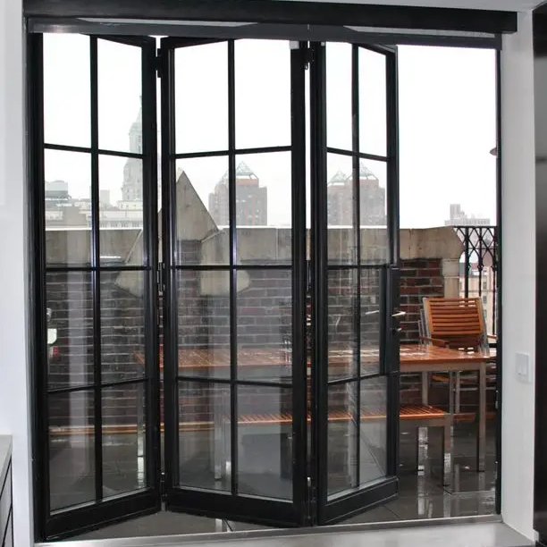 Black Steel Crittal double glazed tempered glass matte black iron french Steel window