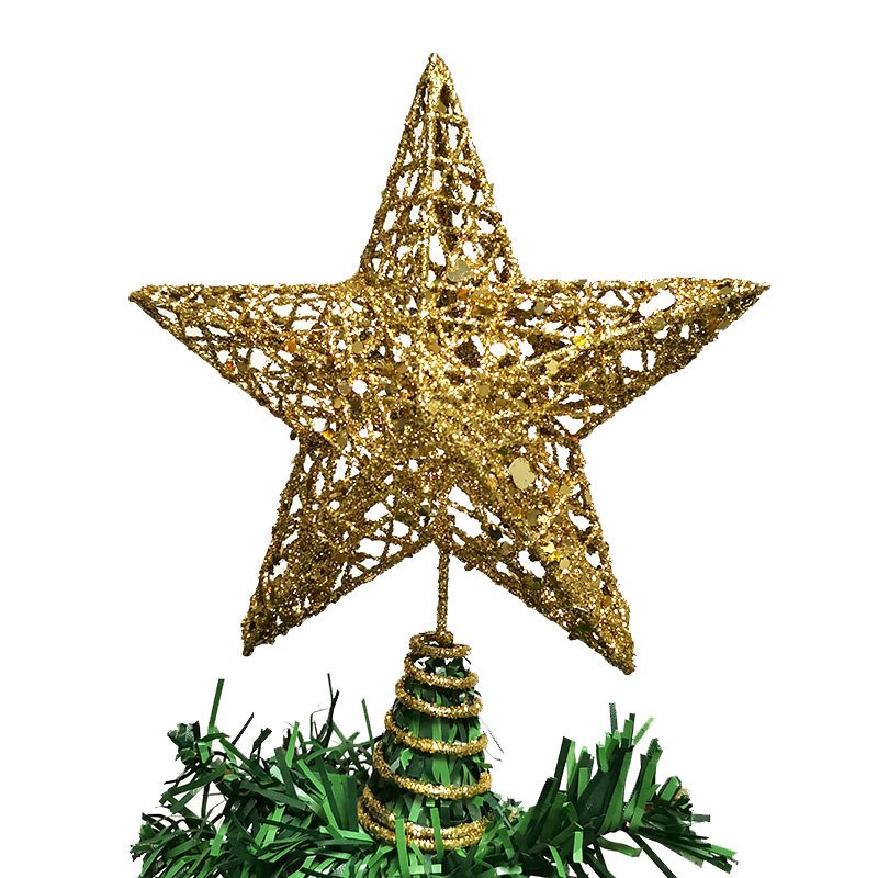 1pcs/pack 15*20cm Gold Glitter Christmas Tree Top Iron Star Christmas Decorations For Home Xmas Tree Ornaments Handmade DIY