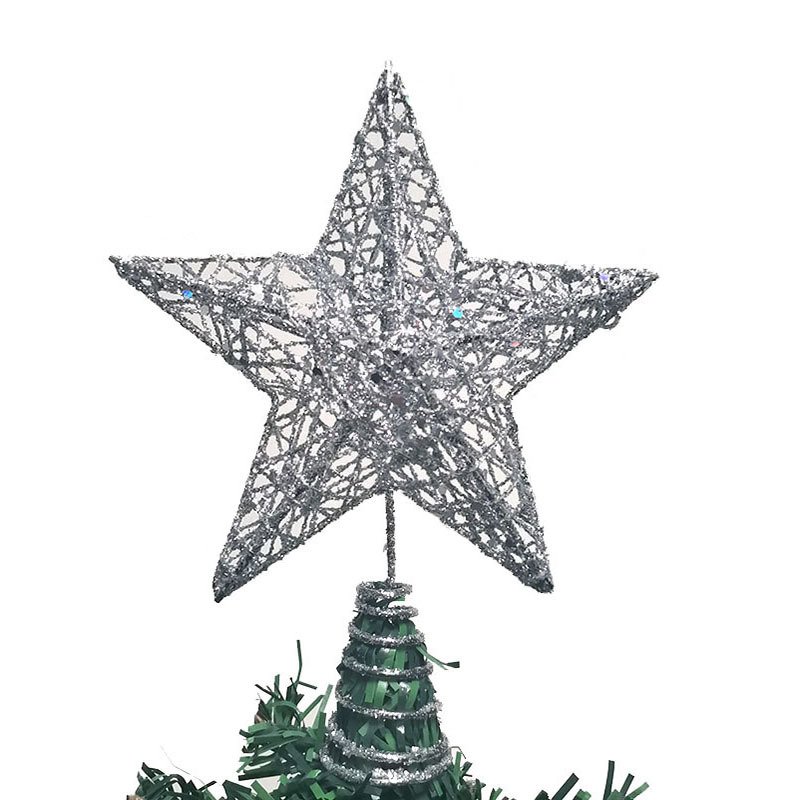 1pcs/pack 15*20cm Gold Glitter Christmas Tree Top Iron Star Christmas Decorations For Home Xmas Tree Ornaments Handmade DIY