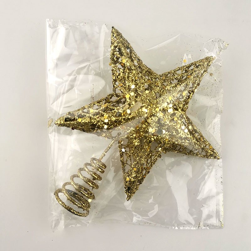 1pcs/pack 15*20cm Gold Glitter Christmas Tree Top Iron Star Christmas Decorations For Home Xmas Tree Ornaments Handmade DIY
