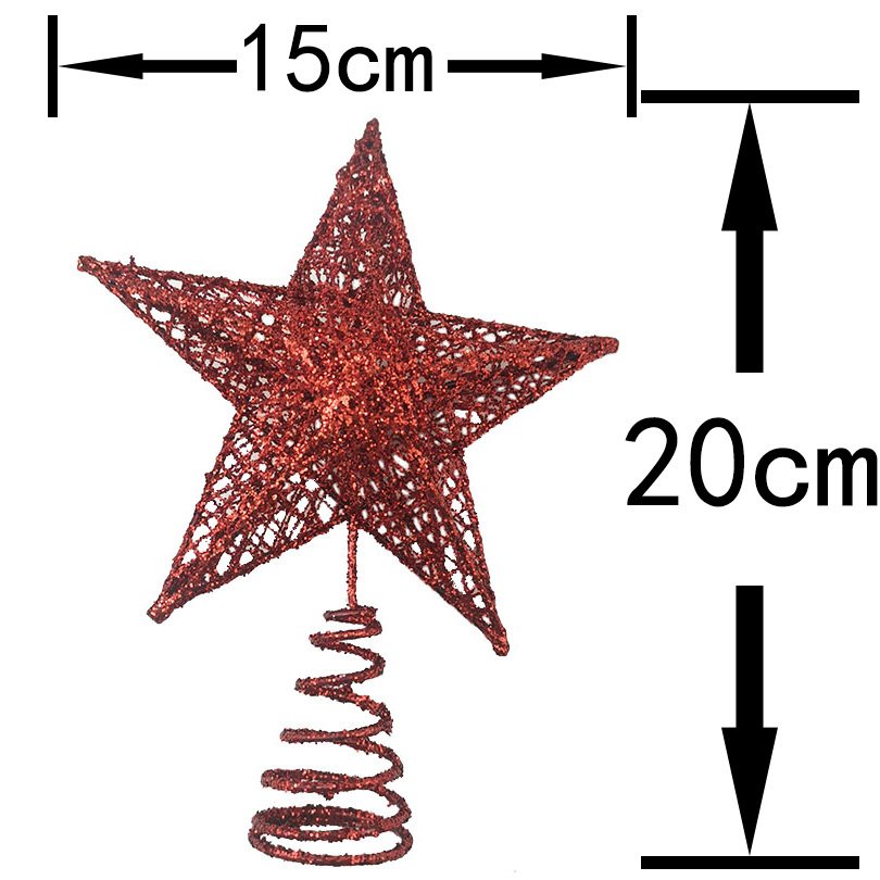 1pcs/pack 15*20cm Gold Glitter Christmas Tree Top Iron Star Christmas Decorations For Home Xmas Tree Ornaments Handmade DIY