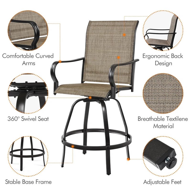 Outdoor And Indoor Furniture Set High Dining Chairs with Seat Cushion