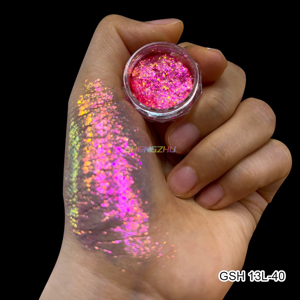 Sheng Zhu 36 Colors Chameleon Glitter Powder Cosmetics Grade For Eyeshadow Candy Aurora Flakes