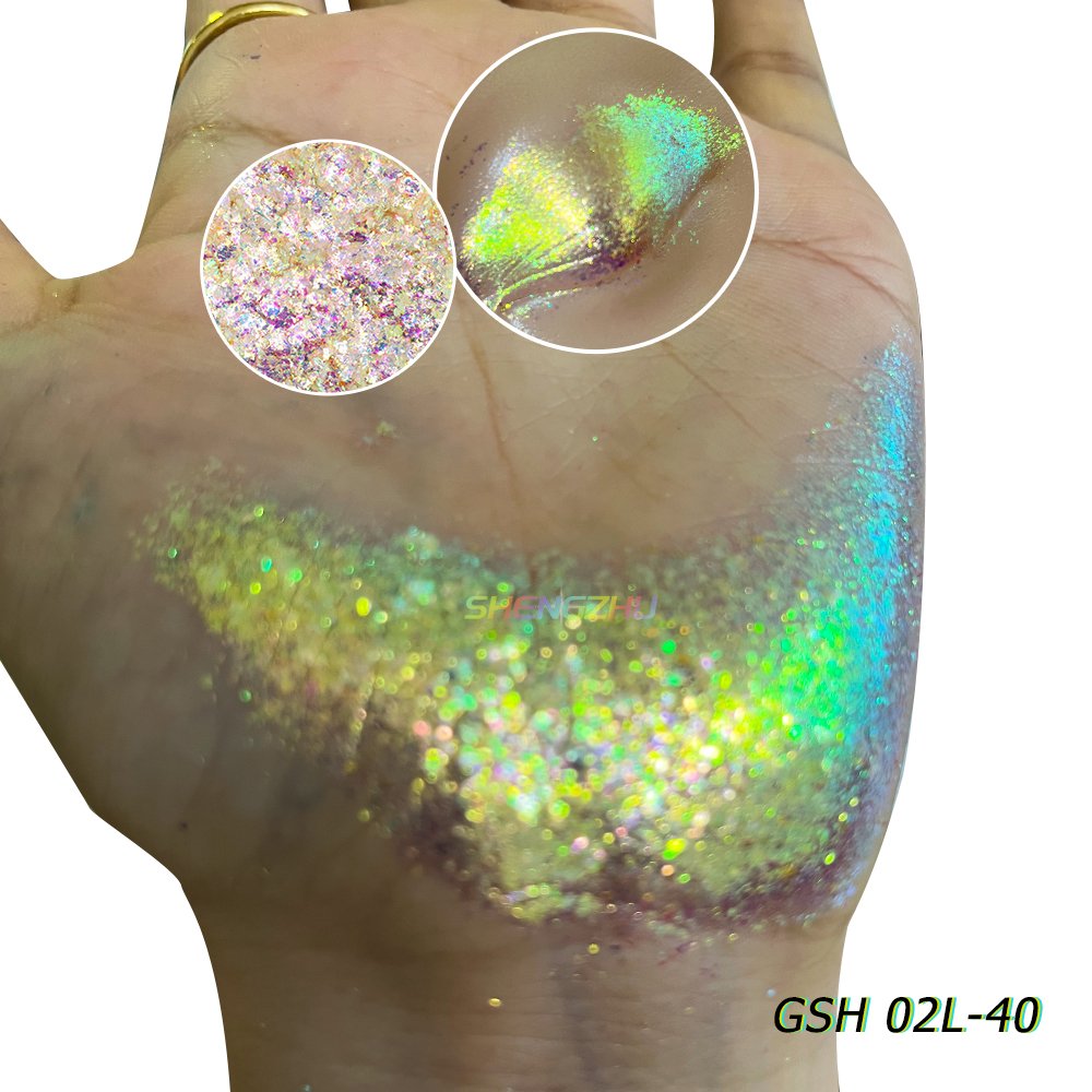 Sheng Zhu 36 Colors Chameleon Glitter Powder Cosmetics Grade For Eyeshadow Candy Aurora Flakes