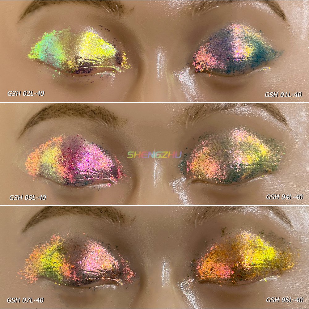 Sheng Zhu 36 Colors Chameleon Glitter Powder Cosmetics Grade For Eyeshadow Candy Aurora Flakes