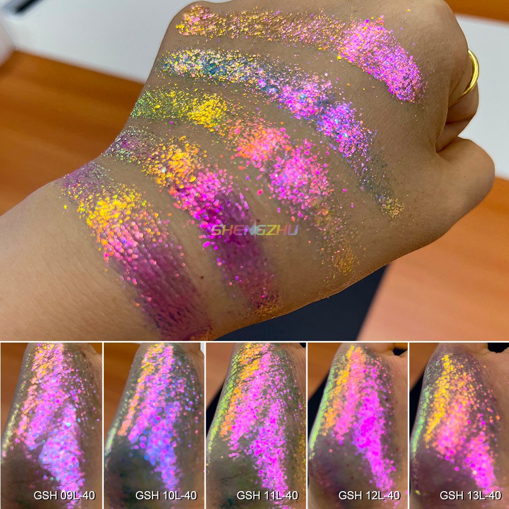 Sheng Zhu 36 Colors Chameleon Glitter Powder Cosmetics Grade For Eyeshadow Candy Aurora Flakes