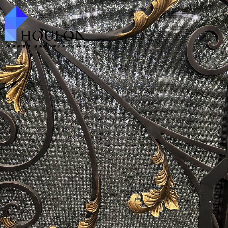 Manufacturer Price High Quality European Design Luxury Metal Frame Double Wrought Iron House Door
