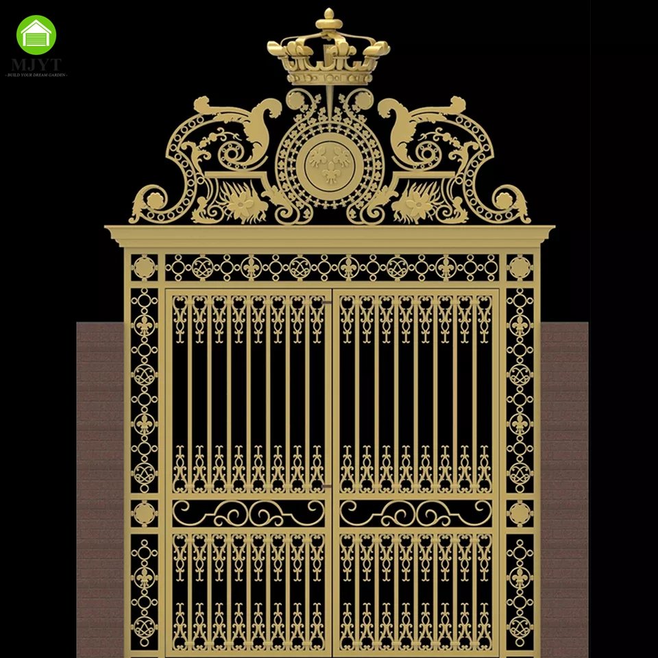 Top Luxury Wrought Iron Gate/Villa, Manor, Castle Exterior Entrance Main Gate Design Custom