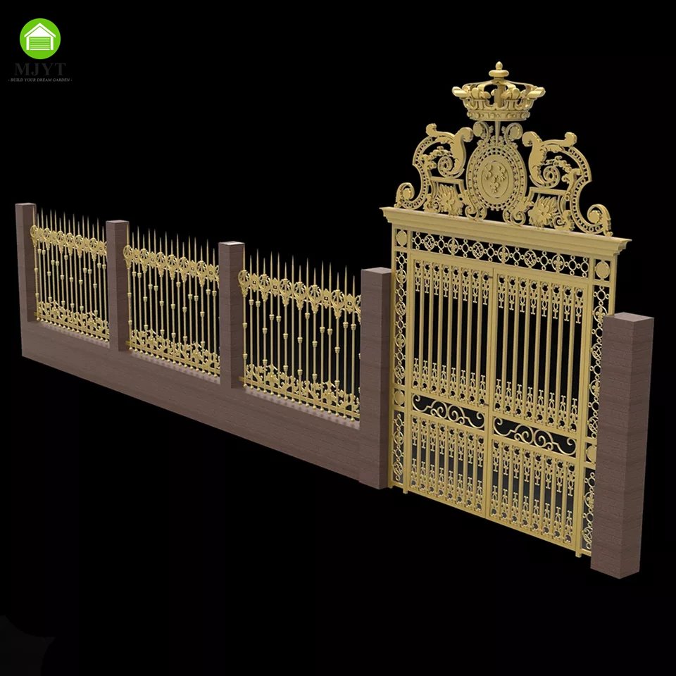 Top Luxury Wrought Iron Gate/Villa, Manor, Castle Exterior Entrance Main Gate Design Custom