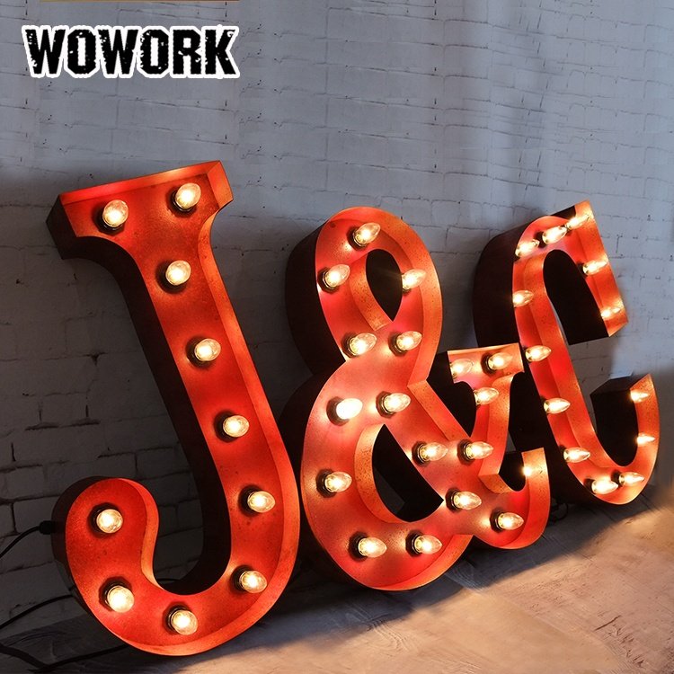 2024 WOWORK DIY marquee lights Las Vegas Shinning lighted letters metal amusement wall hanging sign lamp