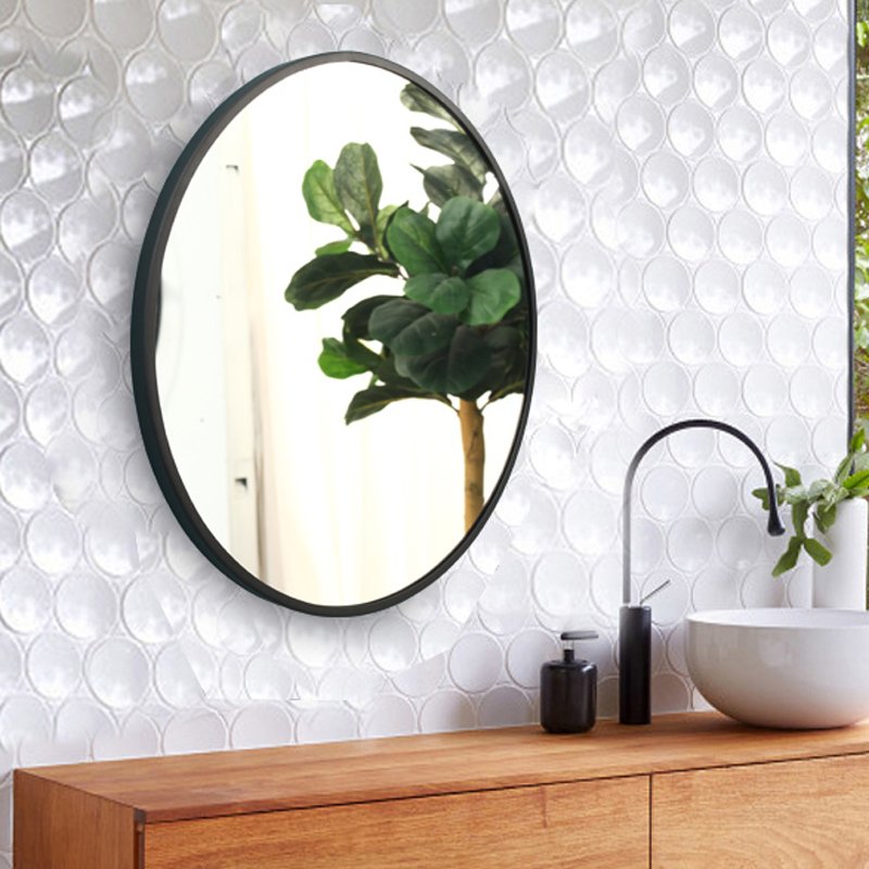 Modern nordic decorative large iron frame wall round mirror for sales mirror factory ningbo