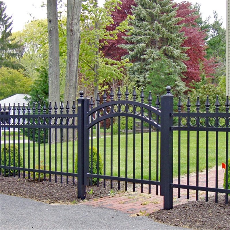 Italian Style Decorative Iron Gate Metal Fence Picture 8x8 Wrought Iron Fence Gate Garden Fence Low Carbon Steel Powder Coated