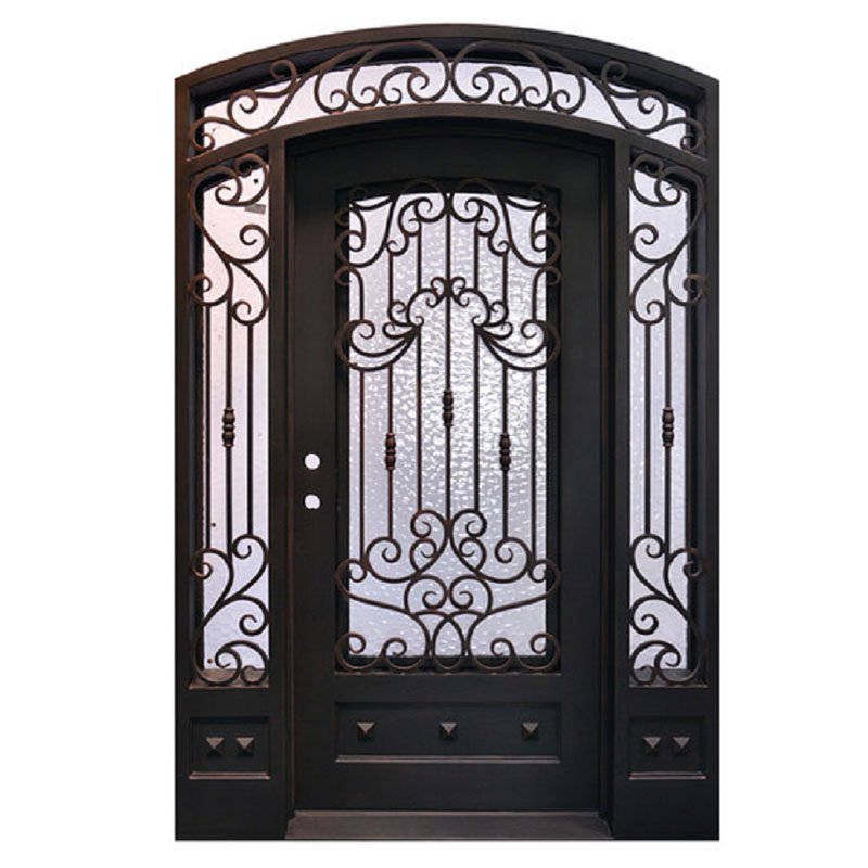 Luxury villa entry high security iron wrought iron front door with sidelight prices