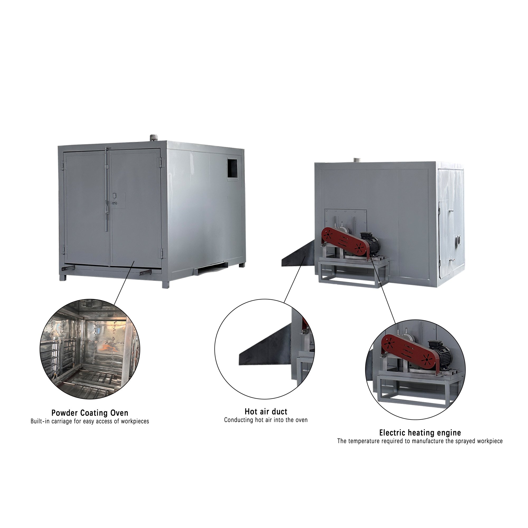 Powder Coating Paint Booth Powder Coating Chamber with Gema spray paint gun and oven mini coating line