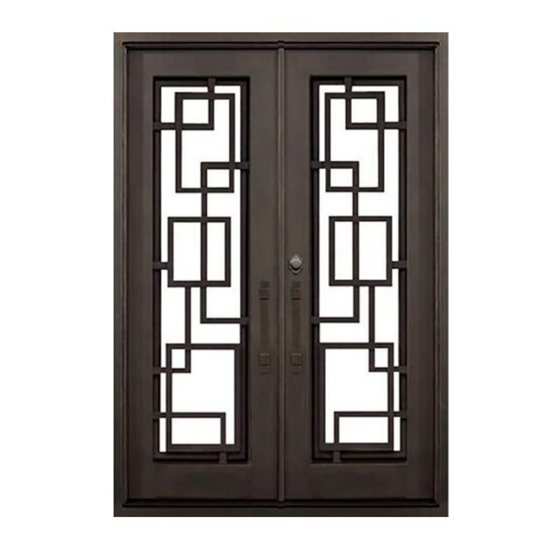 China supplier luxury security double swing wrought iron external front door for house