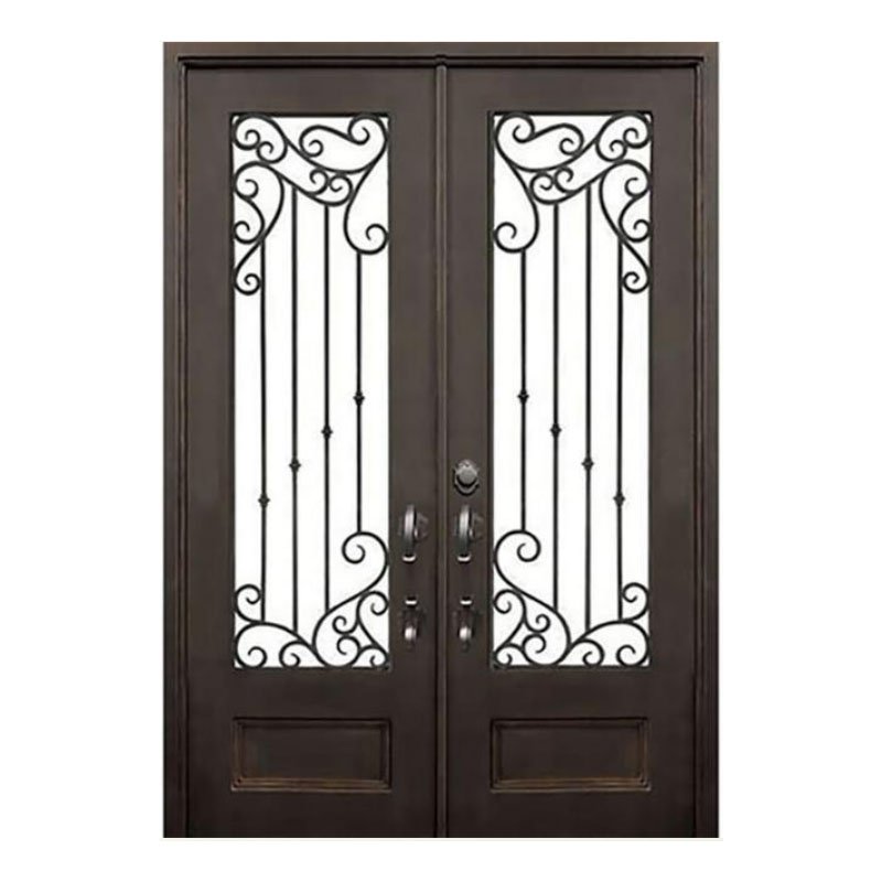 China supplier luxury security double swing wrought iron external front door for house
