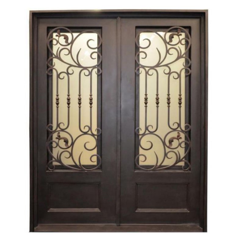 China supplier luxury security double swing wrought iron external front door for house