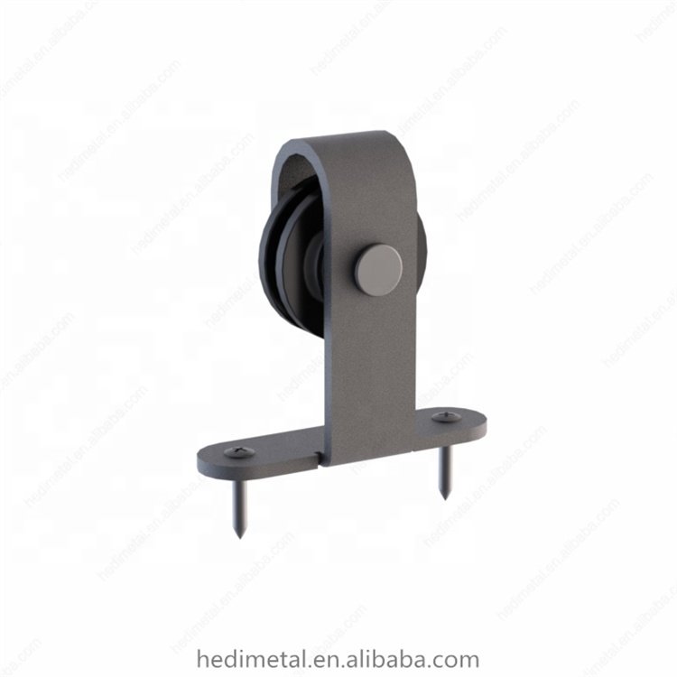 Hodor FT02A Wholesale Sliding Barn Door Hardware With Black Classical Wrought Iron Rail Complete For Britain Top Mount