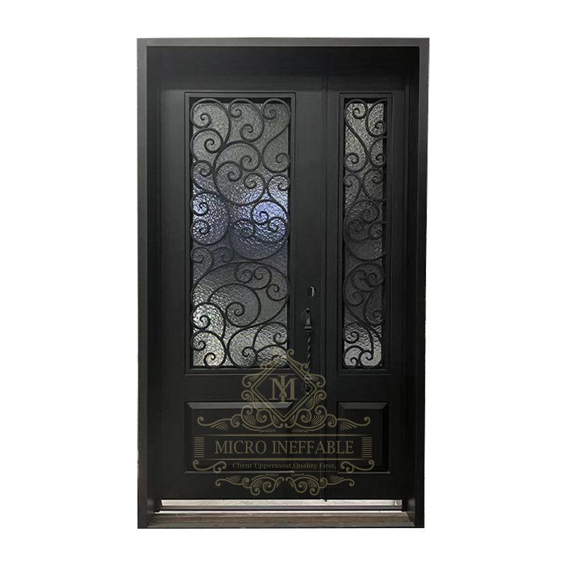 Factory Price Classical Design Customized One And Half Iron Door Wrought Iron Front Entry Doors